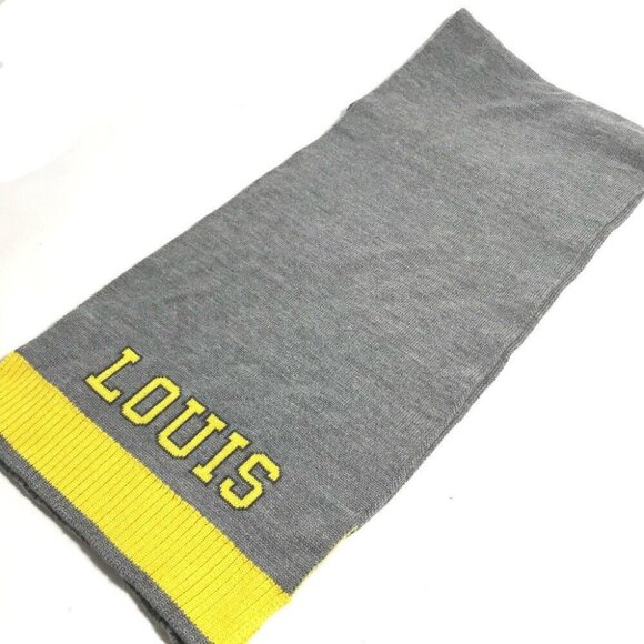 LOUIS VUITTON M71230 Echarpes-Louis logo Scarf wool yellow/gray - Picture 1 of 10